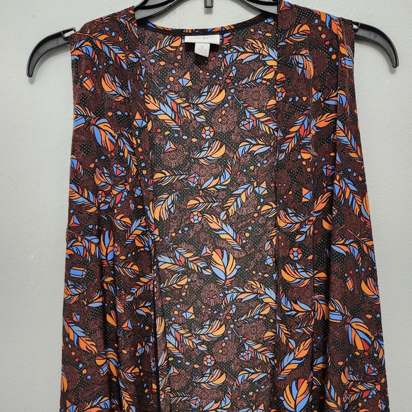 LulaRoe women's open front sleeveless long cardigan size S multi color brown - Picture 2 of 7